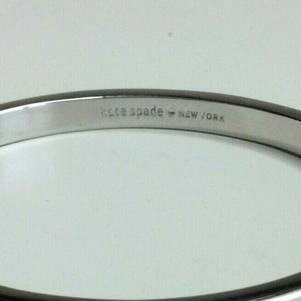 Kate Spade Silver Bangle Bracelet Pave Bow Hinged - Picture 5 of 6